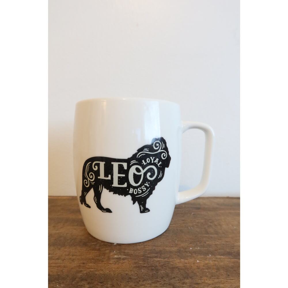 Threshold Loyal Bossy Leo Zodiac Coffee Mug Porcelain Astrology New!